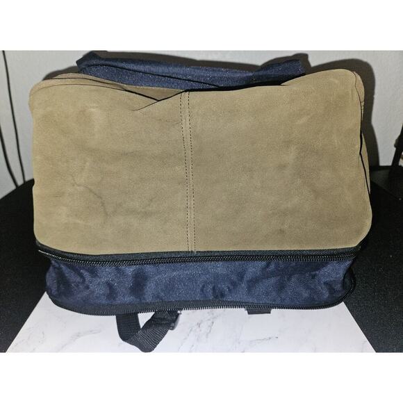 NWT! Compass USA expandable backpack in navy blue and brown 18x12x9 main image 4